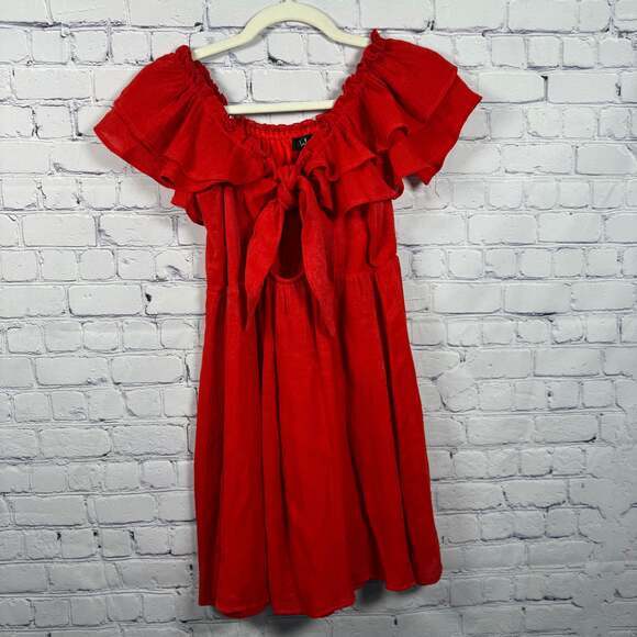 Unbranded Dresses & Skirts - Lulus Red Skater Dress - Puff Sleeve Mini Dress Size XS